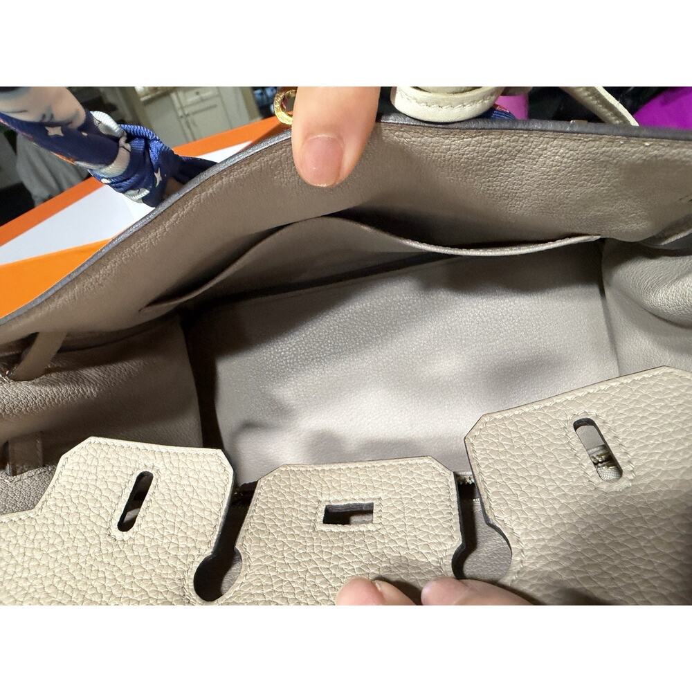 🌸 RARE BNIB HERMÈS Birkin 25 Gris Tourterelle Togo • U Stamp 2022 • Full Set 🌸 - Picture 12 of 16